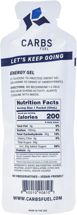 CARBS fuel original 50g Energy Gel - 50g Carbs Per Gel
