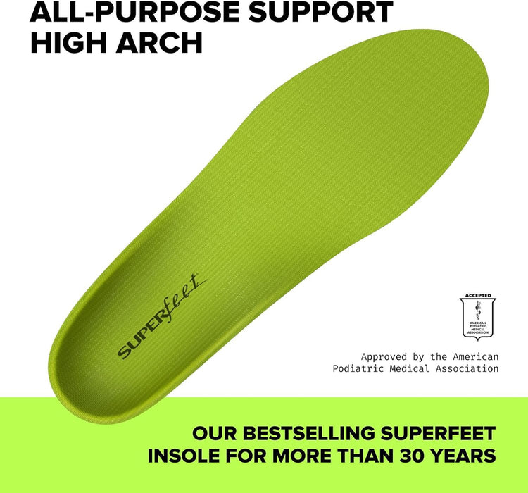 Superfeet All-Purpose Support High Arch Insoles (Green)