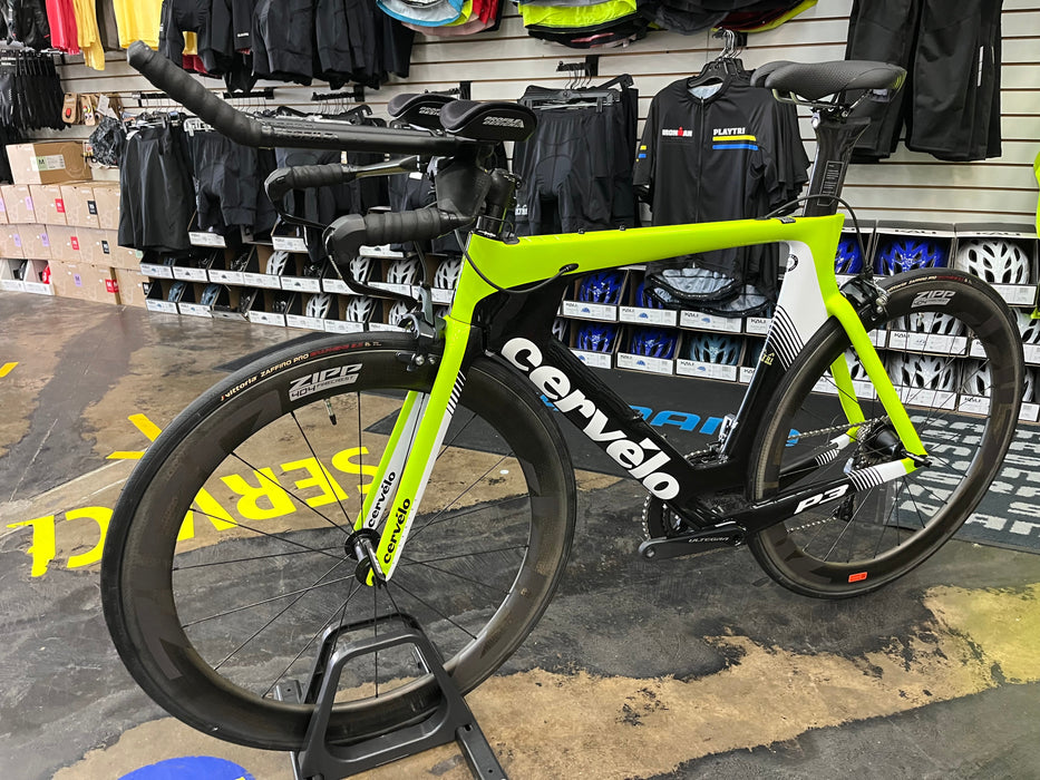 Cervelo P3 Shimano Ultegra Di2 w/ ZIPP 404 Firecrest Wheels - Fluoro/Black/Black 2019 DEMO
