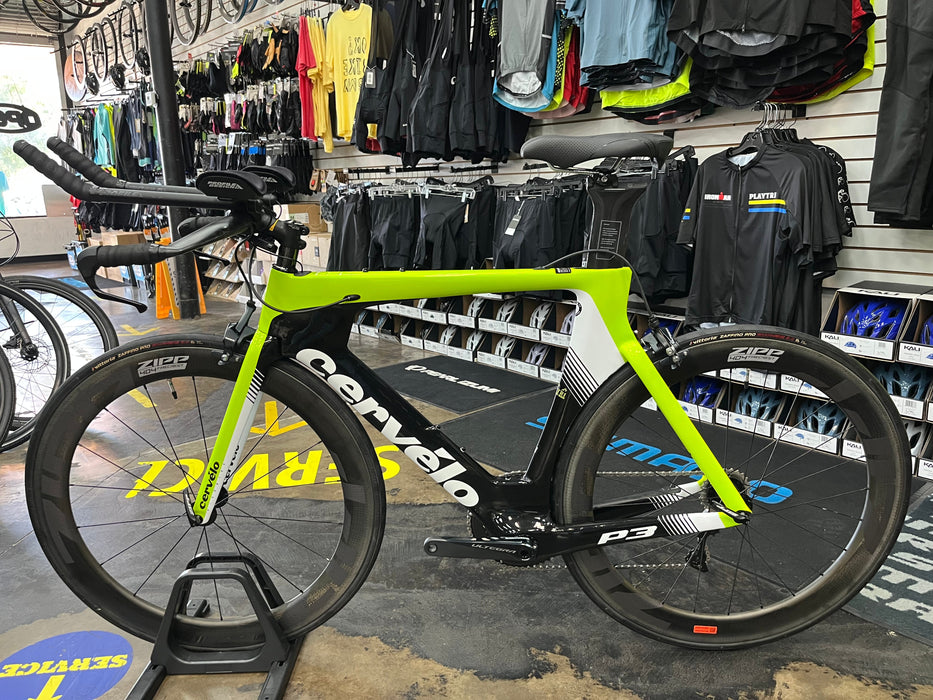 Cervelo P3 Shimano Ultegra Di2 w/ ZIPP 404 Firecrest Wheels - Fluoro/Black/Black 2019 DEMO