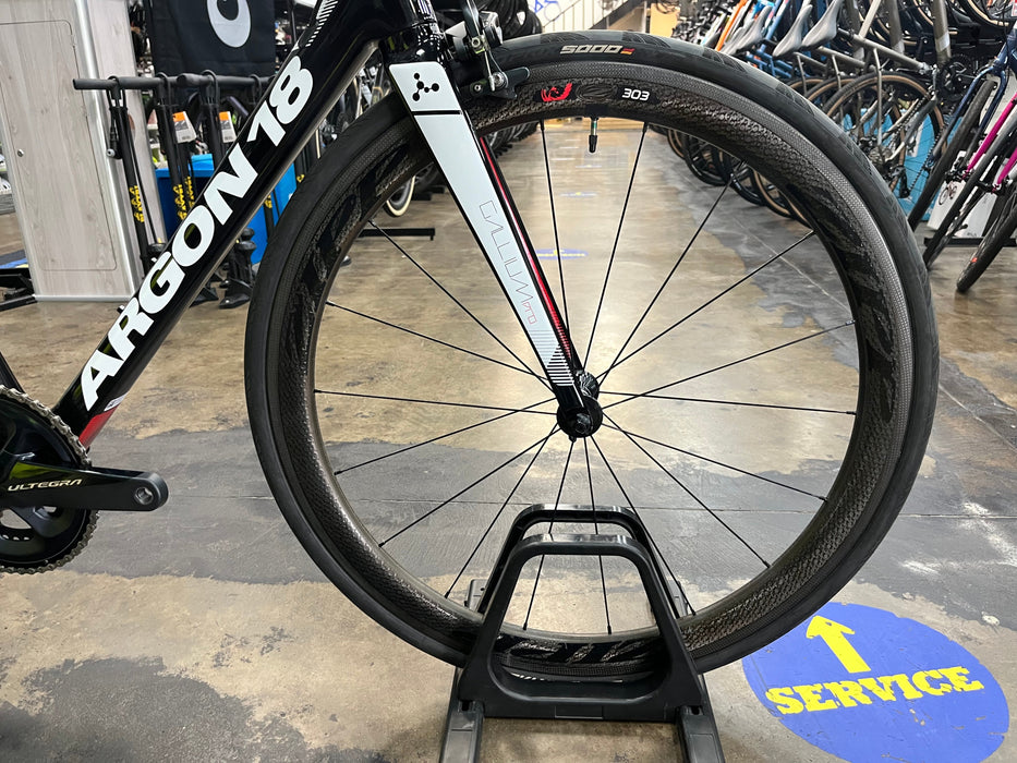 Argon 18 Gallium Pro Rim Shimano Ultegra 11 Speed w/ZIPP 303 Firecrest - Black/Speed White 2019 DEMO