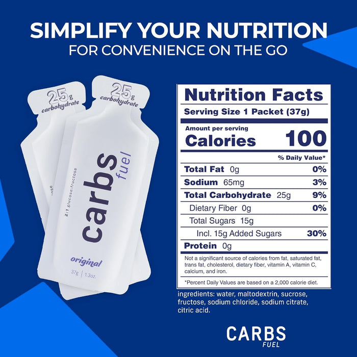 CARBS FUEL Original 25g Energy Gel - 25g Carbs Per Gel