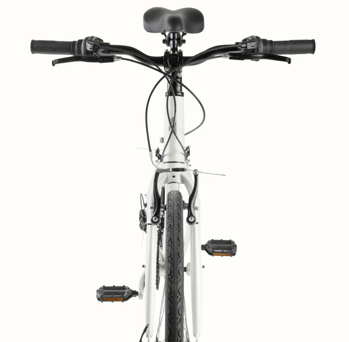 Retrospec Atlas Step-Thru Comfort Hybrid Bike Shimano Tourney - White