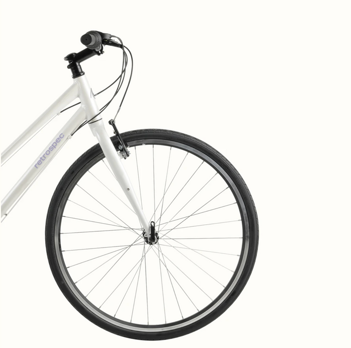 Retrospec Atlas Step-Thru Comfort Hybrid Bike Shimano Tourney - White