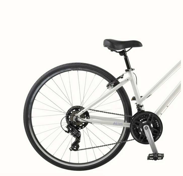 Retrospec Atlas Step-Thru Comfort Hybrid Bike Shimano Tourney - White