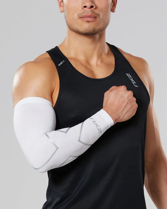 2XU Compression Arm Guard (Single) - White/Silver