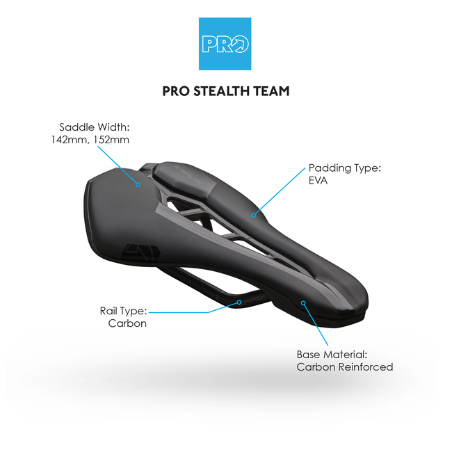 PRO Stealth Team Black 152mm Saddle