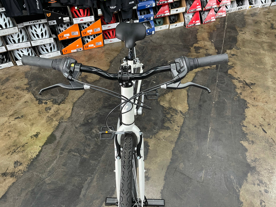 Retrospec Atlas Step-Thru Comfort Hybrid Bike Shimano Tourney - White